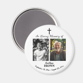 Celebration Of Life 2 Photos Funeral White Magnet