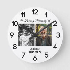 Celebration Of Life 2 Photos Funeral White Runde Wanduhr