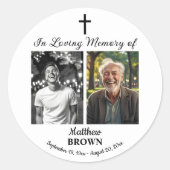 Celebration Of Life 2 Photos Funeral White Runder Aufkleber (Vorderseite)