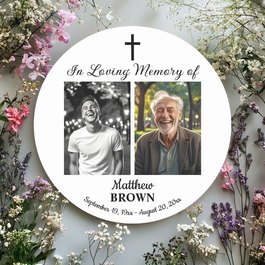 Celebration Of Life 2 Photos Funeral White Runder Aufkleber