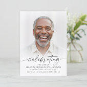 Celebration of Life 2 Photos Memorial Modern Einladung (Stehend Vorderseite)