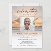 Celebration of Life Beach Sunset Photo Invitation Einladung (Vorderseite)