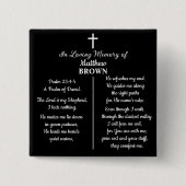 Celebration Of Life Bible Verse Funeral Keepsake Button (Vorderseite)
