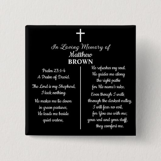 Celebration Of Life Bible Verse Funeral Keepsake Button (Vorderseite)