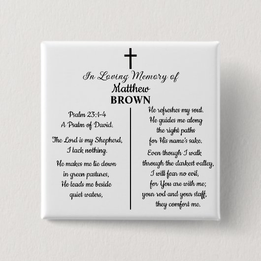 Celebration Of Life Bible Verse Funeral Keepsake Button (Vorderseite)