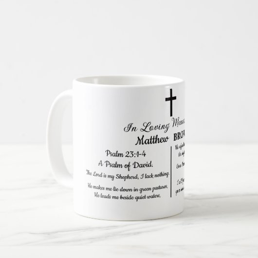 Celebration Of Life Bible Verse Funeral Keepsake Kaffeetasse (Vorderseite Links)