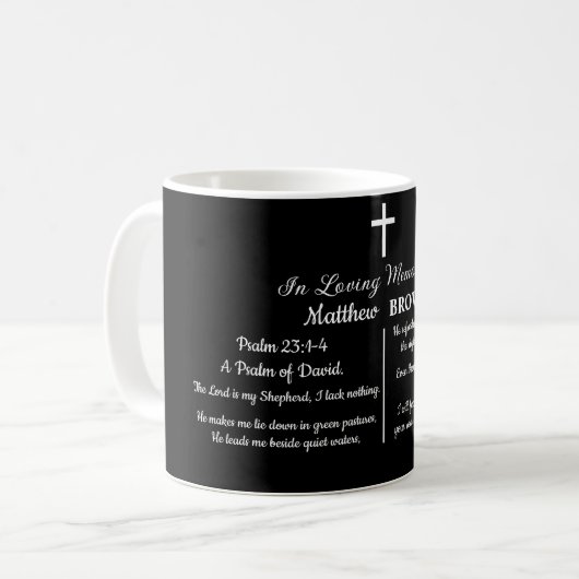 Celebration Of Life Bible Verse Funeral Keepsake Kaffeetasse (Vorderseite Links)