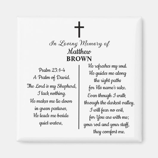 Celebration Of Life Bible Verse Funeral Keepsake Magnet (Vorne)