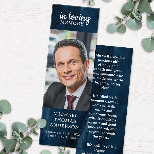 Celebration Of Life Blue Marble Poem Bookmark     