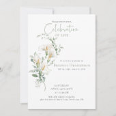 Celebration of Life Calla Lily Funeral Memorial Einladung (Vorderseite)