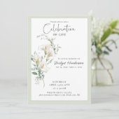 Celebration of Life Calla Lily Funeral Memorial Einladung (Stehend Vorderseite)