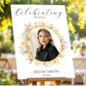 Celebration of Life, Elegant Floral Photo White Poster