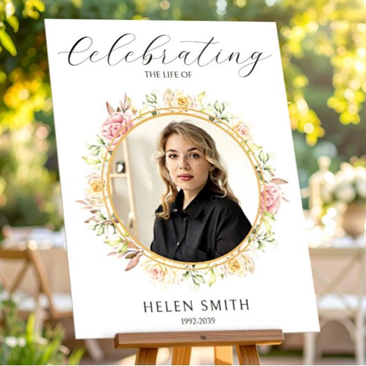 Celebration of Life, Elegant Floral Photo White Poster