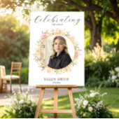 Celebration of Life, Elegant Floral Photo White Poster