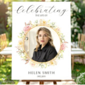 Celebration of Life, Elegant Floral Photo White Poster