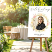 Celebration of Life, Elegant Floral Photo White Poster