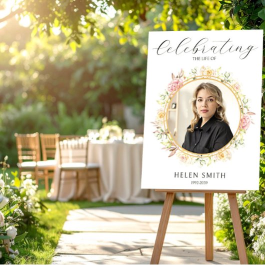 Celebration of Life, Elegant Floral Photo White Poster