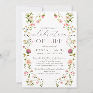 Celebration Of Life Floral Beautiful Invitation Einladung