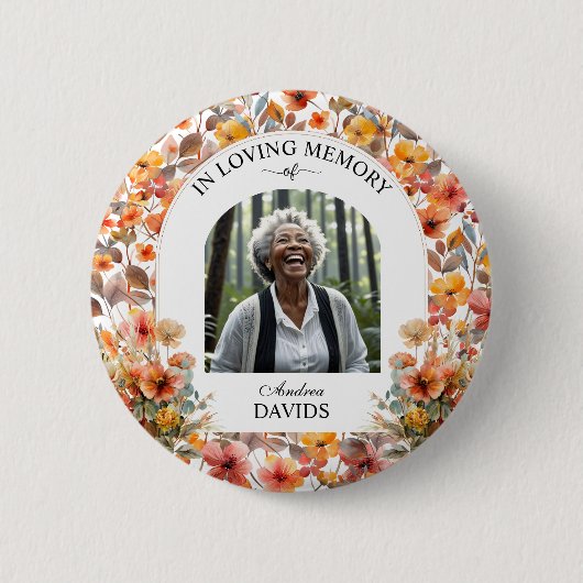 Celebration Of Life Floral Funeral Keepsake Button (Vorderseite)