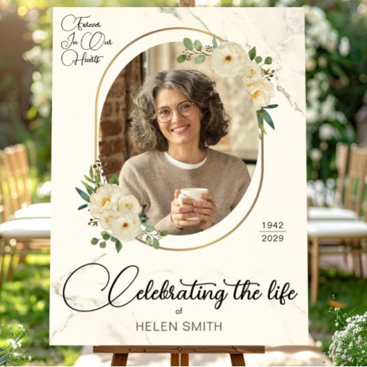Celebration of Life, Floral Funeral Memorial Photo Poster