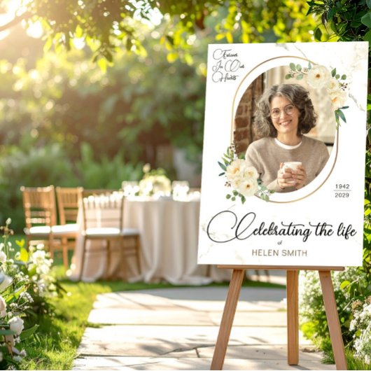Celebration of Life, Floral Funeral Memorial Photo Poster