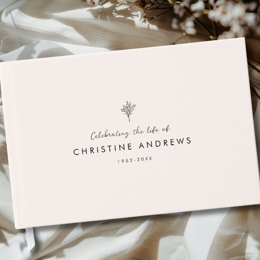 Celebration of Life Floral Memorial Beige Mist Gästebuch