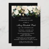 Celebration of Life Funeral Memorial White Floral Einladung (Vorne/Hinten)