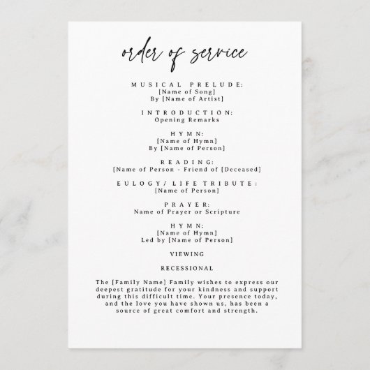 Celebration of Life Funeral Photo Memorial Programm (Rückseite)