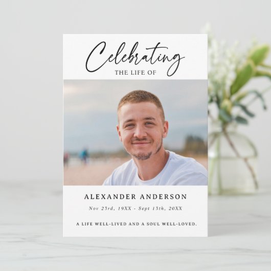 Celebration of Life Funeral Photo Memorial Programm (Stehend Vorderseite)