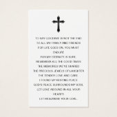 Celebration Of Life Funeral Photo Prayer Cards (Rückseite)