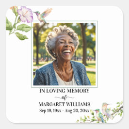 Celebration Of Life Hummingbirds Floral Quadratischer Aufkleber