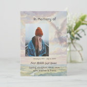 Celebration of Life Invite Angel Sky Clouds Einladung (Stehend Vorderseite)