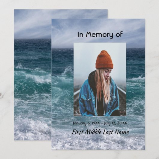 Celebration of Life Invite Ocean Sea Beach Einladung (Vorne/Hinten)