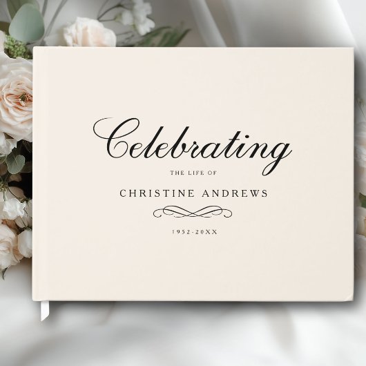 Celebration of Life Memorial–Elegant Minimal Beige Gästebuch