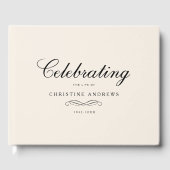 Celebration of Life Memorial–Elegant Minimal Beige Gästebuch (Vorderseite)