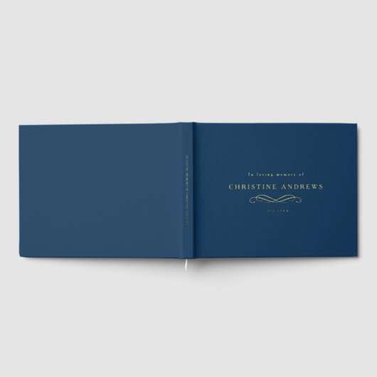 Celebration of Life Memorial–Elegant Minimal Blue Gästebuch (Voll)
