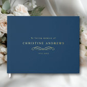 Celebration of Life Memorial–Elegant Minimal Blue Gästebuch