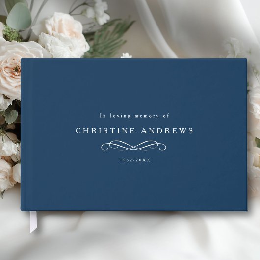 Celebration of Life Memorial–Elegant Minimal Blue Gästebuch