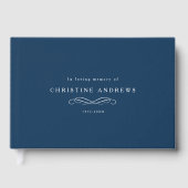 Celebration of Life Memorial–Elegant Minimal Blue Gästebuch (Vorderseite)
