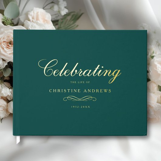 Celebration of Life Memorial–Elegant Minimal Teal Gästebuch