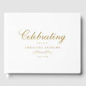 Celebration of Life Memorial–Elegant Minimal White Gästebuch (Vorderseite)