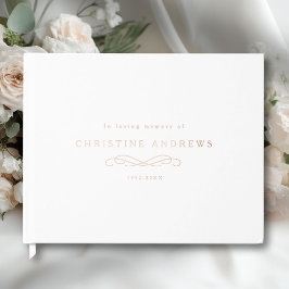 Celebration of Life Memorial–Elegant Minimal White Gästebuch
