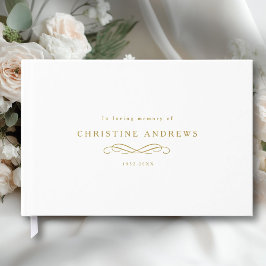 Celebration of Life Memorial–Elegant Minimal White Gästebuch