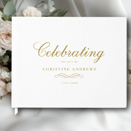 Celebration of Life Memorial–Elegant Minimal White Gästebuch