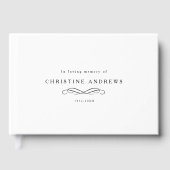 Celebration of Life Memorial–Elegant Minimal White Gästebuch (Vorderseite)