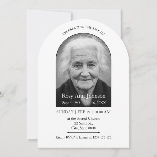 Celebration of Life Memorial Funeral Invitation Einladung (Vorderseite)