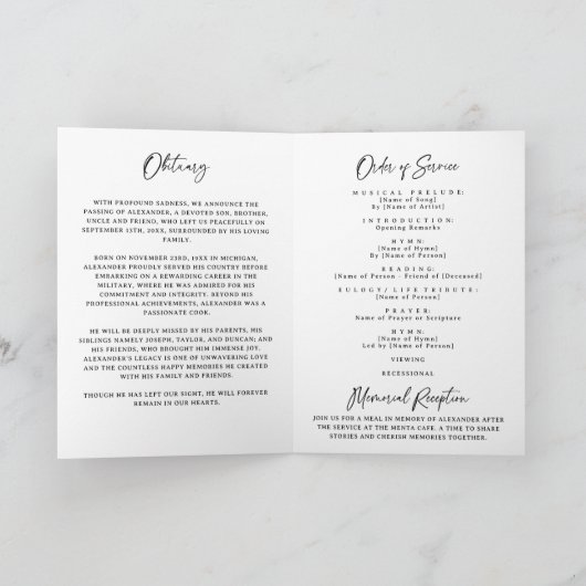 Celebration of Life Memorial Photo Funeral Programm (Innenseite)