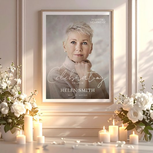Celebration of Life, Memorial Photo Poster for Mom