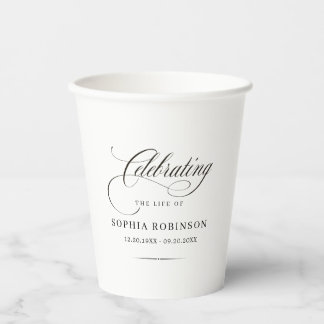 Celebration of Life Modern Elegant Script Funeral  Pappbecher