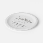 Celebration of Life Modern Elegant Script Funeral Pappteller (Schrägansicht)